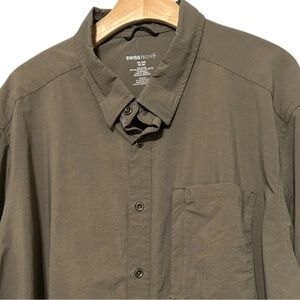 Swiss Tech Men’s Size 3XL Dark Tan Performance Long Sleeve Button Down Shirt